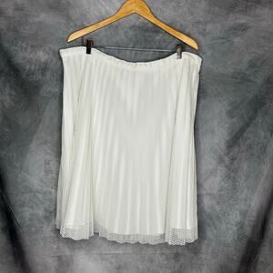 Calvin Klein Skirt Women 18W White Pleated Mesh Knee Length Preppy